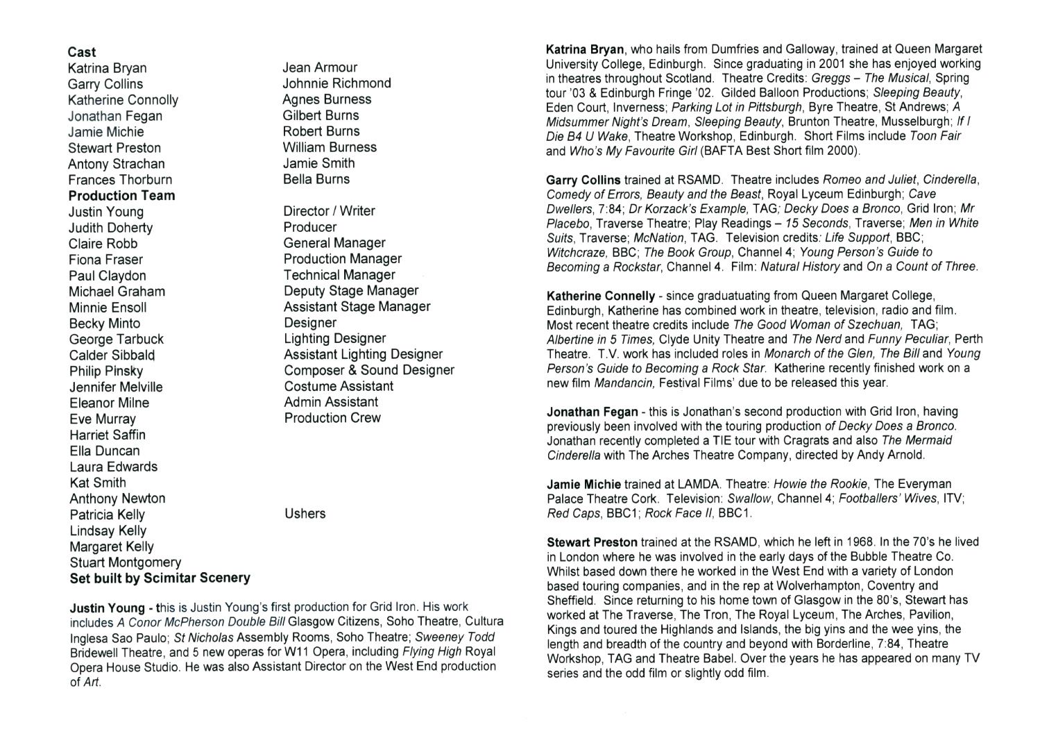 The Houghmangandie Pack - programme