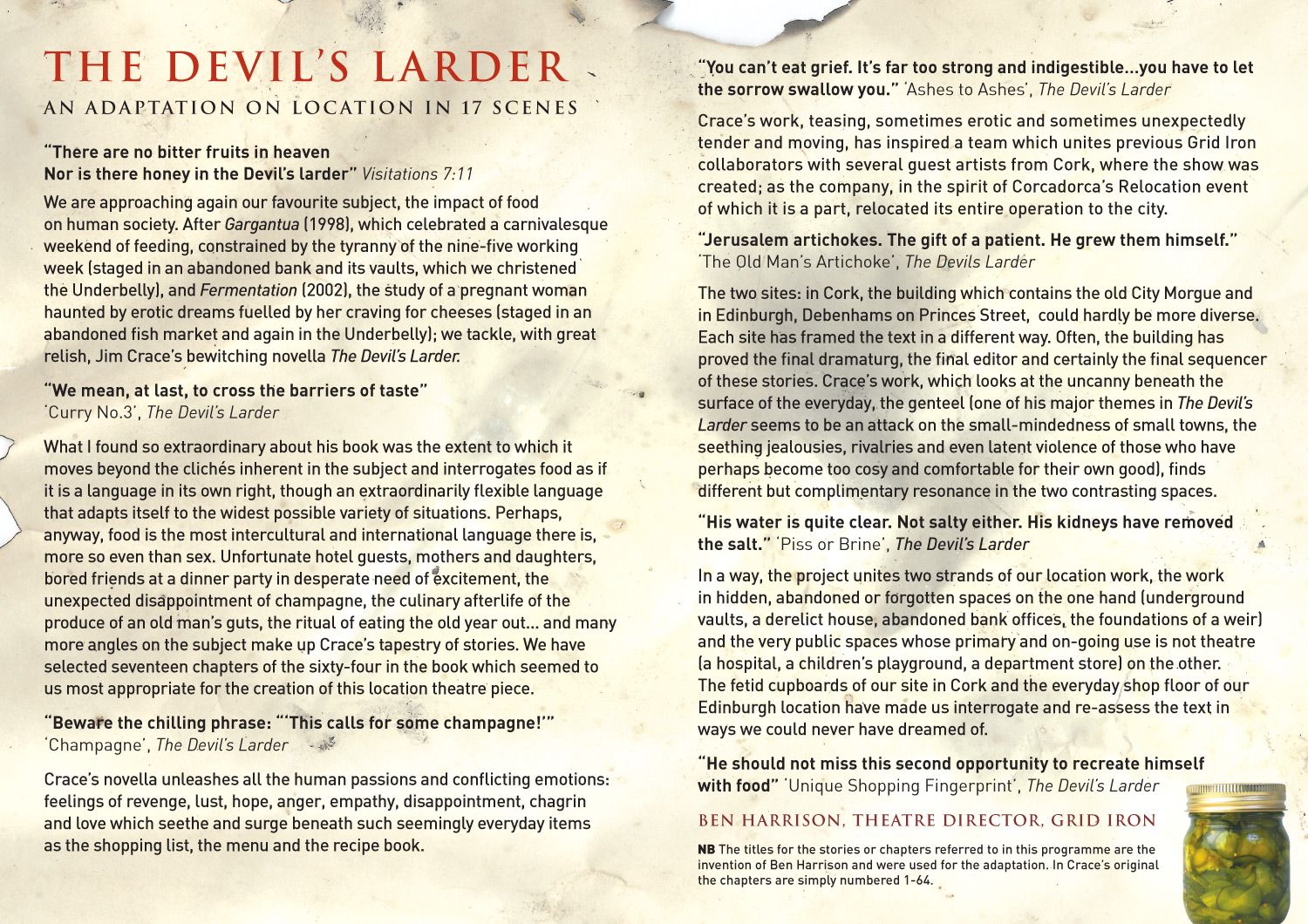 The Devils Larder (2005) - Programme