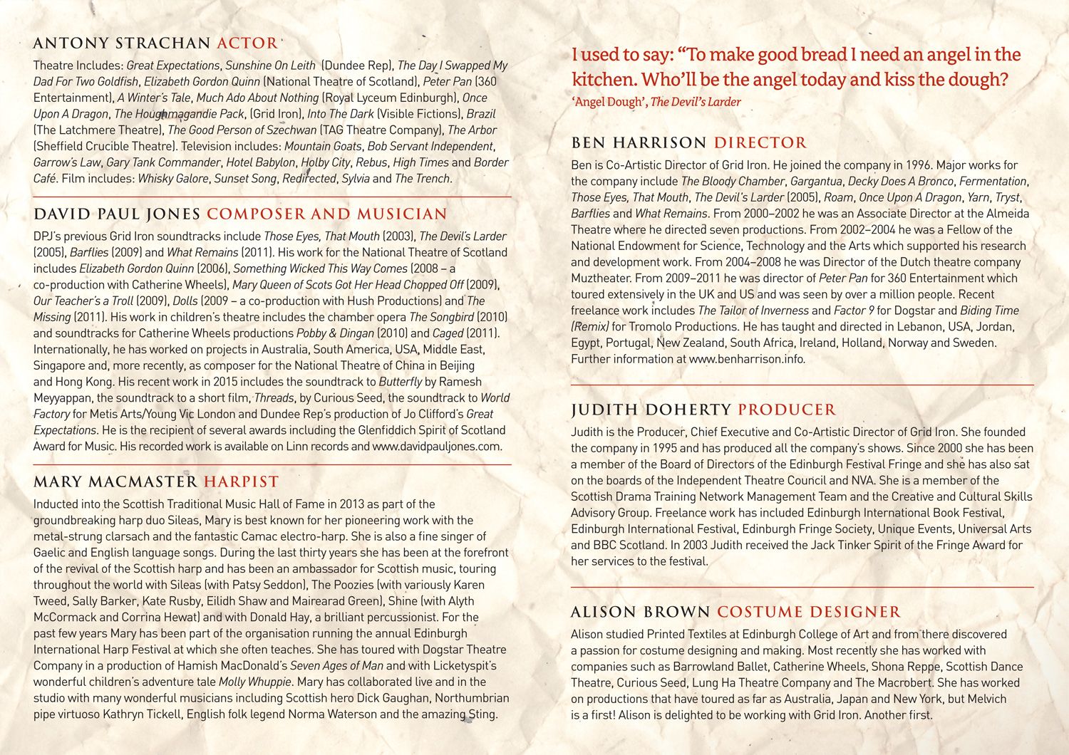 The Devil's Larder - Programme