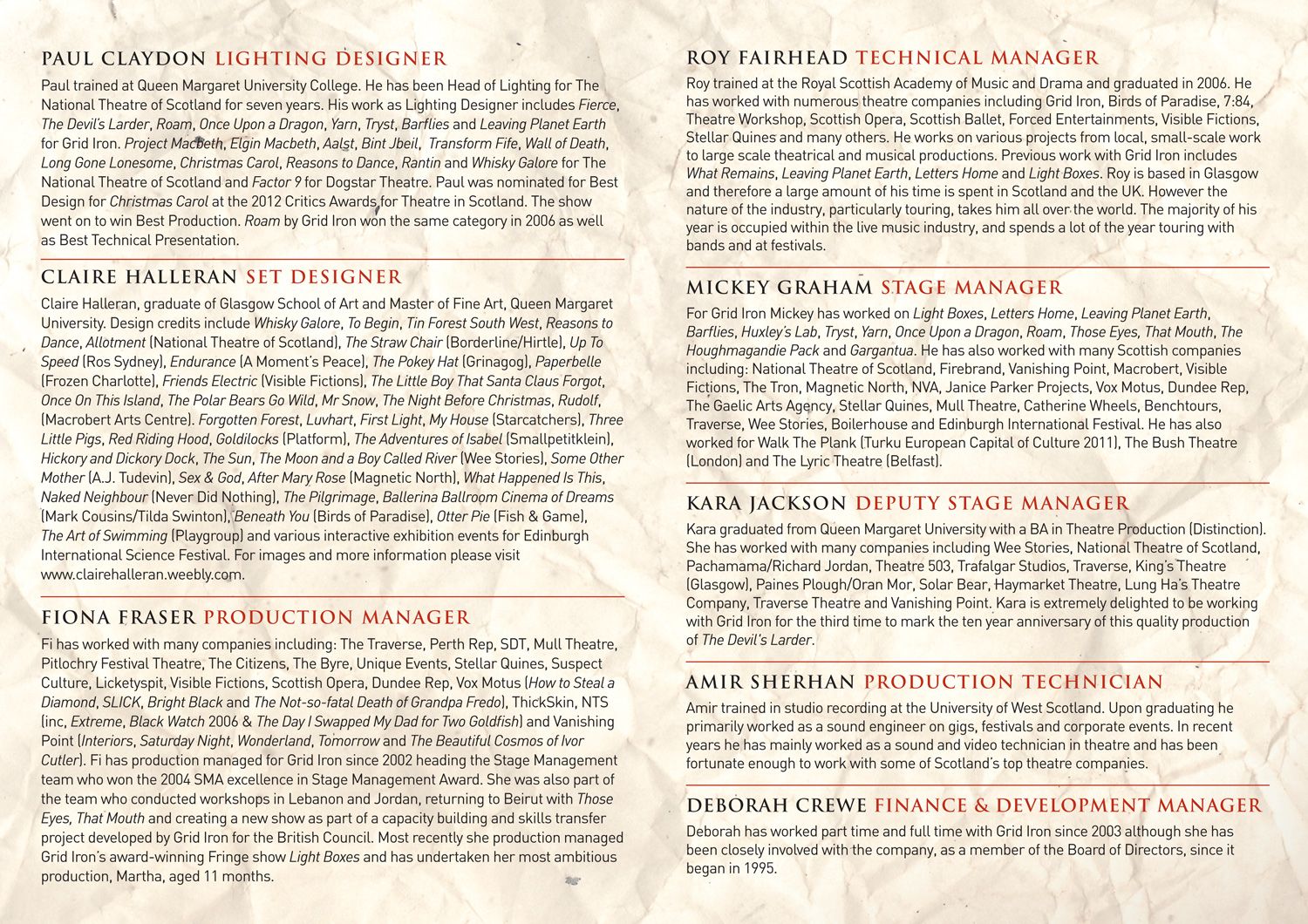 The Devil's Larder - Programme